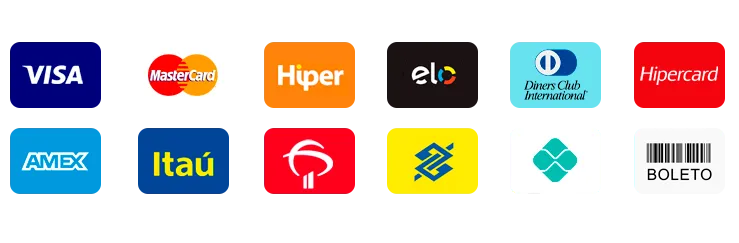 Aceitamos Cartões de Crédito Pix e Boleto