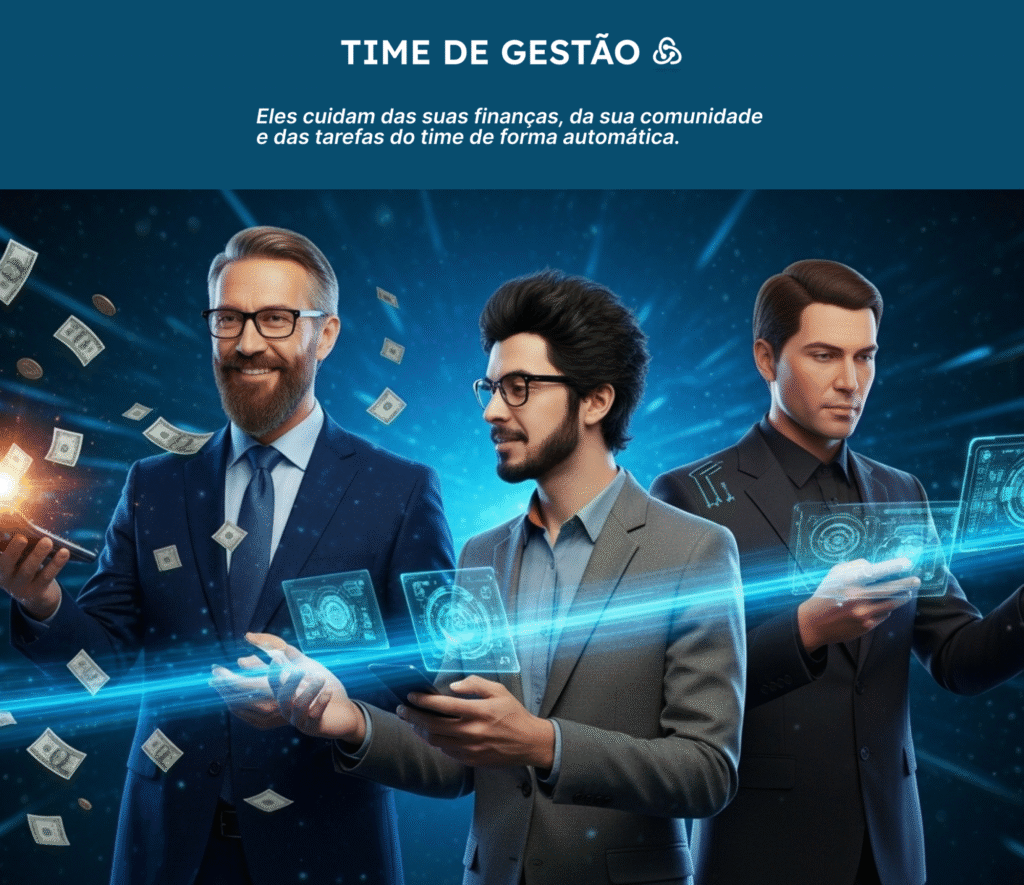 Time de gestão com funcionários IA