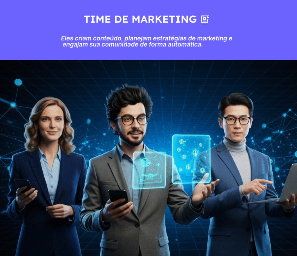 Time de marketing com funcionários IA